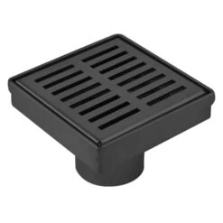 ToWo Luxury Drains 6-in L Slotted Square Stainless Steel Shower Drain - Matte Black