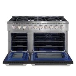 Ancona 48-in Gas Range And Double Convection Oven With Black Doors