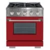 Ancona 30-in Gas Range And Convection Oven In Stainless Steel With Red Door