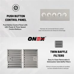 Onex 30-in 450 CFM Black Under Cabinet Range Hood