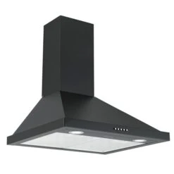 Ancona 24-in 280 CFM Matte Black Convertible Wall Mount Pyramid Range Hood With Charcoal Filter Included