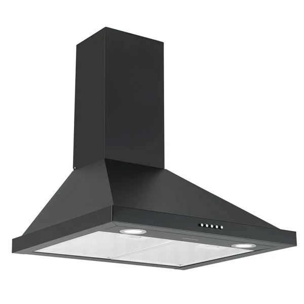 Ancona 24-in 280 CFM Matte Black Convertible Wall Mount Pyramid Range Hood With Charcoal Filter Included