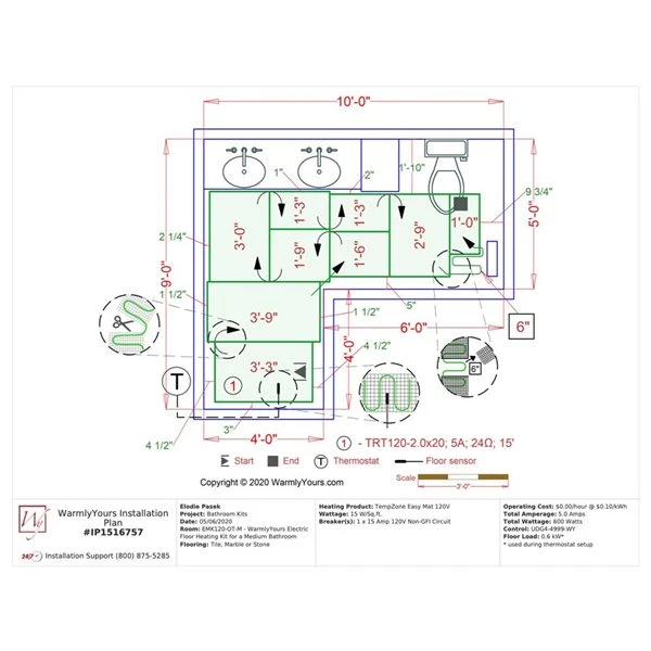 WarmlyYours Floor Heating Kit With WiFi Thermostat - 120-V - 40-ft² - Image 2