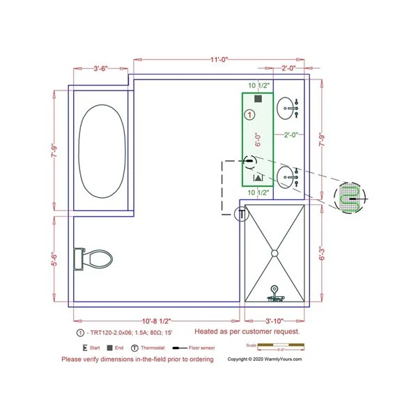 WarmlyYours Floor Heating Kit With WiFi Thermostat - 120-V - 12-ft² - Image 2