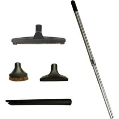 VPC Central Vacuum Stainless Steel Telescopic Wand Set And Cleaning Kit - Black