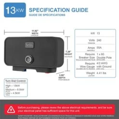 Black & Decker Black+decker 240-volt 13-kw 2.3 Gpm Point Of Use Tankless Electric Water Heater