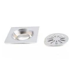 DROP Bath And Kitchen Flower Series 3.9-in Shower Floor Drain In Chrome Metal