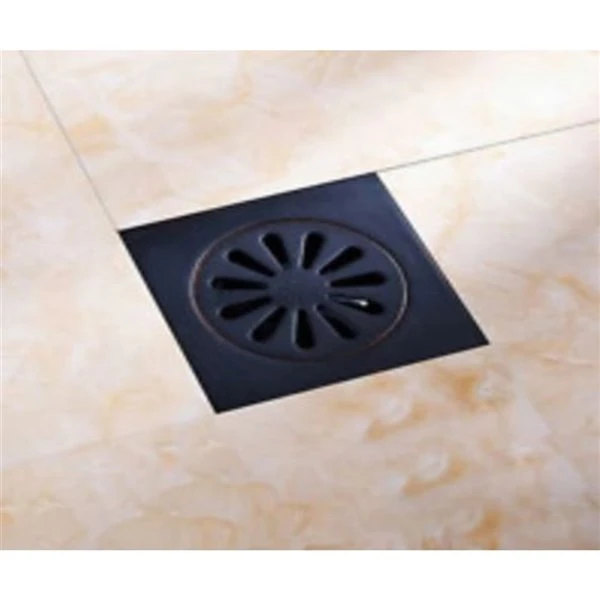 DROP Bath And Kitchen Flower Series 3,9-in Shower Floor Drain In Black Metal