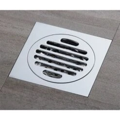 DROP Bath And Kitchen Striped Series 3.9-in Shower Floor Drain In Chrome Metal
