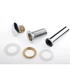 Drop Bath And Kitchen Gloss Chrome Brass Sink Drain With Overflow