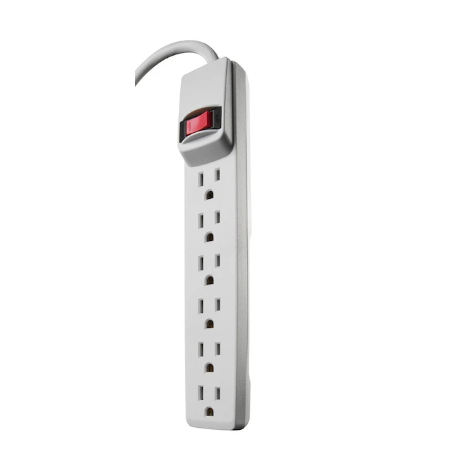 Woods 6-Outlet Power Bar With Surge Protection - 2 Pack - White