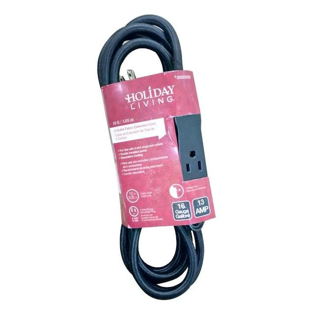 Holiday Living 10-ft 16-Gauge 3-Outlet Fabric Extension Cord
