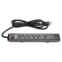 Craftsman Power Strip 6 Outlets And 2 USB Ports Plastic Black