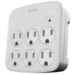 Woods 6-Outlet Surge Protection Wall Adapter - Phone Cradle