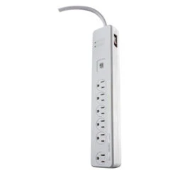 Woods 6-Outlet Power Bar With Remote Control 5-ft Cord White