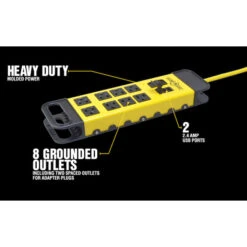 8-Outlet Power Bar With Surge Protection - 6' - Yellow