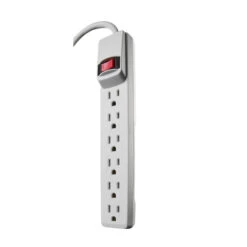 Woods Straight Power Strip - 6 Outlets - 120 V - 4' - White