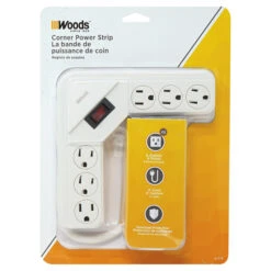 Woods Corner Power Strip - 6 Outlets - 120 V - 4' - White