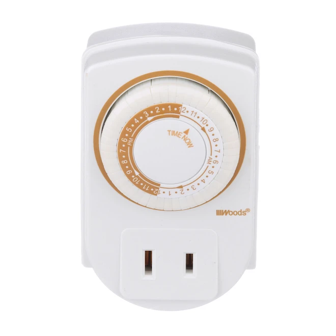 Woods 24-Hour Mechanical Timer Outlet - White - 2-Pack - Image 3